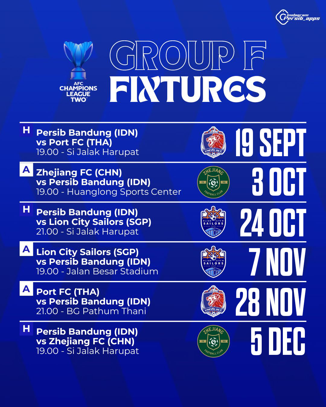 CATAT! Berikut Jadwal Pertandingan PERSIB di ACL 2 2024/2025
